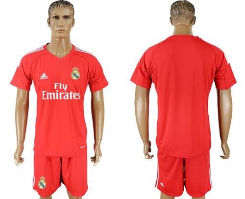 Real Madrid Blank Red Goalkeeper Soccer Club Jersey - Click Image to Close